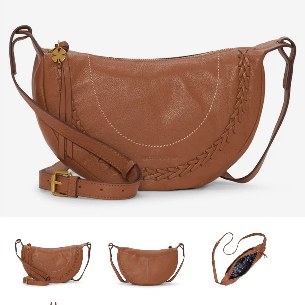 🔥NWT Lucky Brand Brown Crossbody Bag with Braided Detail